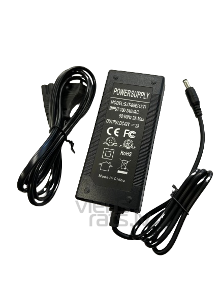 Lādētājs 42V (36V) 2A DC konektors 5.5x2.5 mm